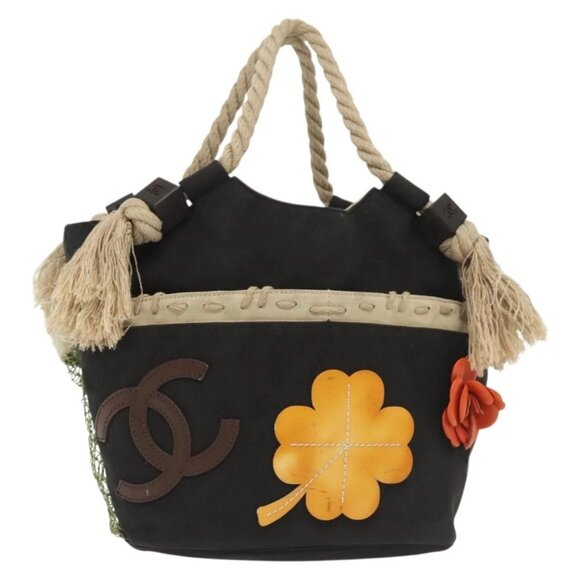 CHANEL Rope Hand Bag Canvas Black CC Auth BA4957 - Picture 1 of 16